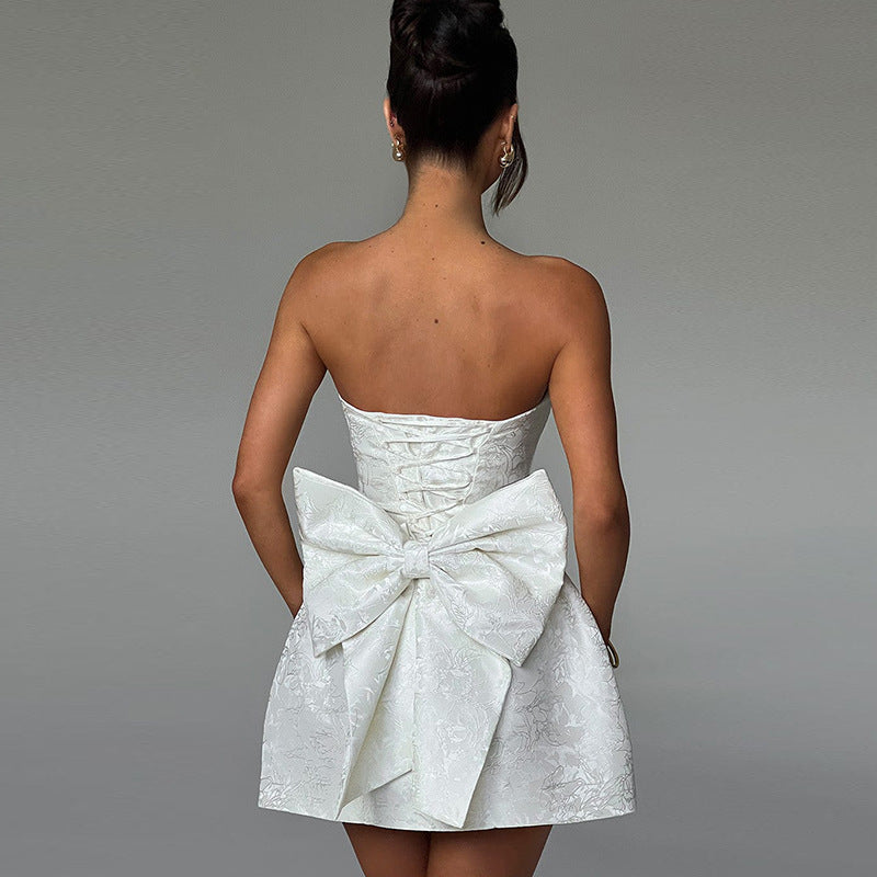Women Dress With Big Bow Sleeveless