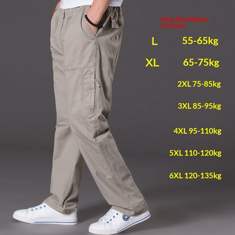 Men's Washed Casual Pants Multi-Pocket Work Trousers